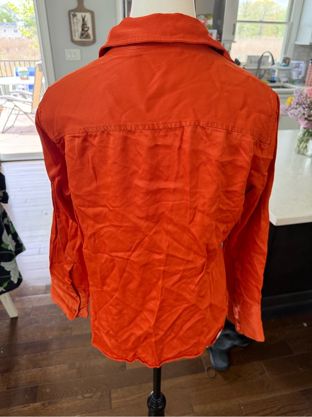Zara Orange Long-Sleeve Button-Up Blouse Viscose XL - Picture 4 of 6
